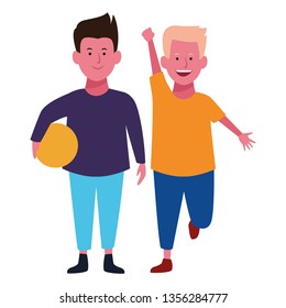 Two kids smiling cartoons