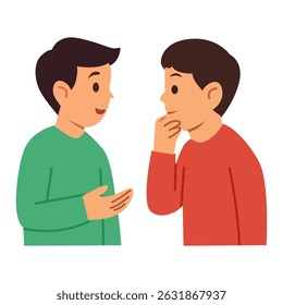 Two Kids Talking - Friendly Conversation Illustration for Communication and Education