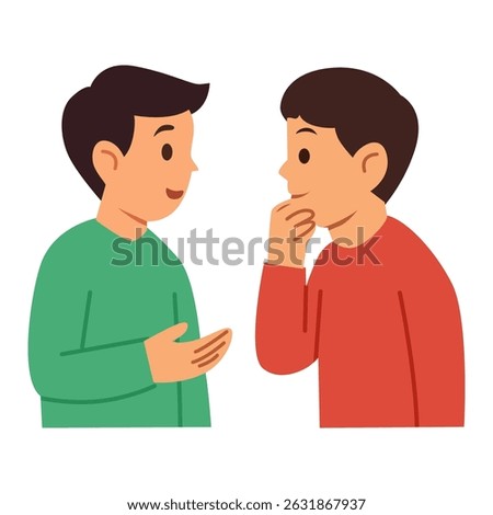 Two Kids Talking - Friendly Conversation Illustration for Communication and Education