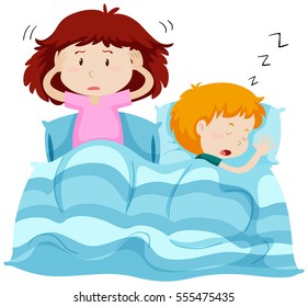 Two kids under blanket illustration