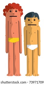Two Kids in underwear standing