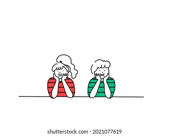 Two kids waiting for a snack.