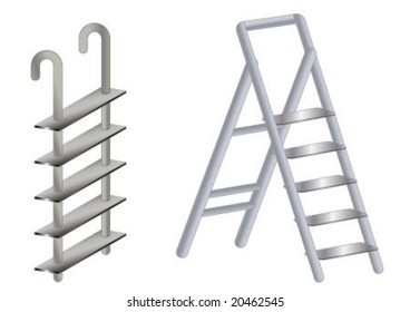 Two kind of step ladder in white background