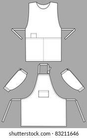 Two kinds of aprons with pockets and over-sleeves