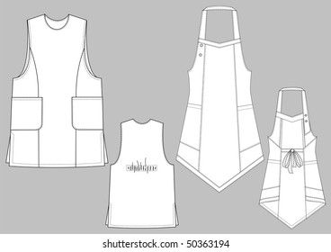 Two kinds of aprons with pocketsTwo kinds of aprons with pockets