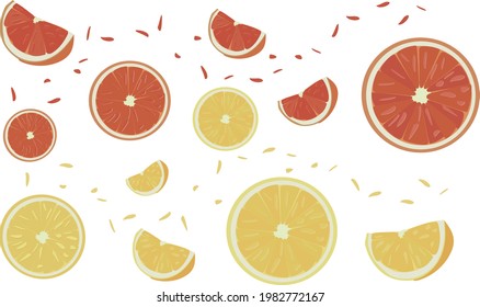 Two kinds of fresh fruits sets(Orange, grapefruit)