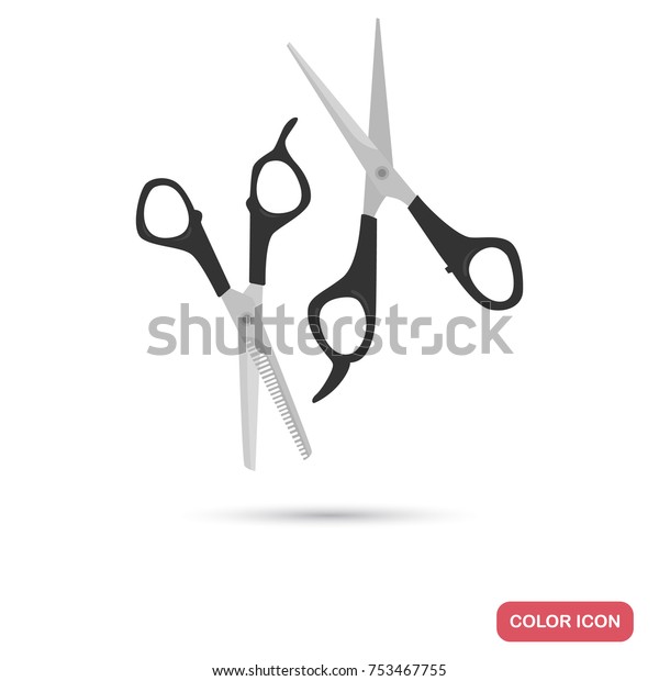 Two Kinds Hair Scissors Color Flat Stock Vector Royalty Free