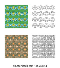 Two kinds of pattern. Black and white and colour.