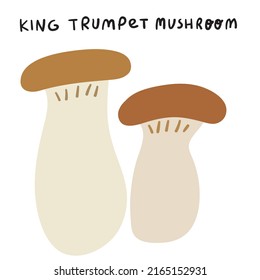 Two king trumpet mushrooms. Flat vector illustration on white background.