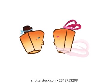 Two kissing lanterns in Chinese valentine's day