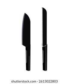 Two kitchen knife isolated on white background
