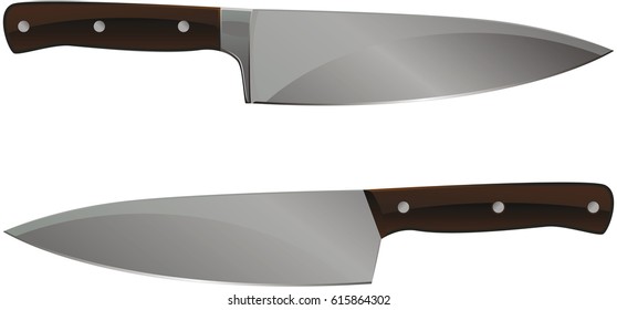 Two kitchen knives on a white background
