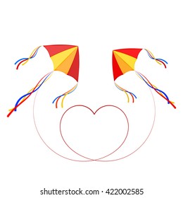 Two kite on a white background. Vector illustration kites with angry. 