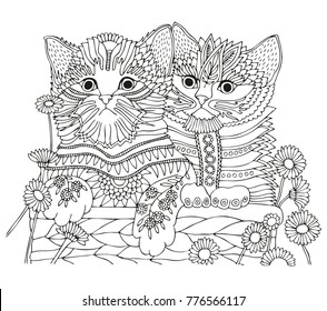 Illustration Hand Drawn Cat Doodles Drawing Stock Vector (Royalty Free ...