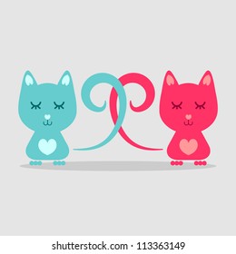 Two kittens being in love