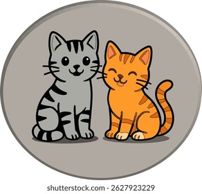 Dois gatinhos coloridos cinza e laranja