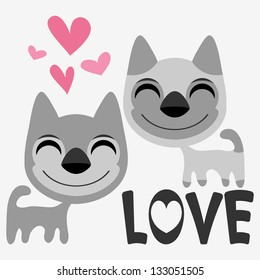 Two kittens in love illustration