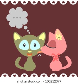 Two kittens romantic card