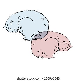 two kittens sleeping vector