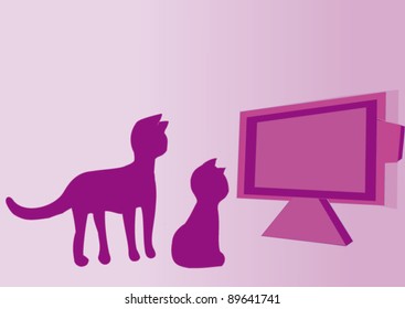 Two kittens whatchin TV