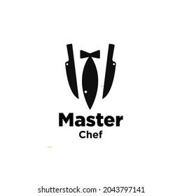 two knife with fish tuxedo custom for chef logo