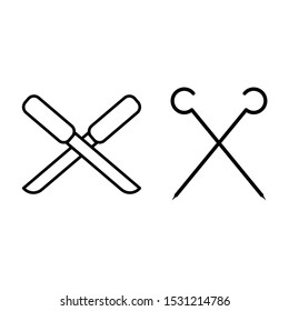 Two knife vector icon. Two skewer. Set icons