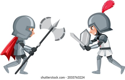 Two knight are fighting on white background illustration