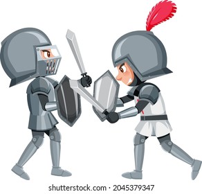 Dos caballeros están peleando con la ilustración de fondo blanco
