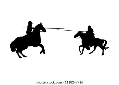 Two knights attacking each other on a tournament