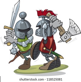 Two knights fighting