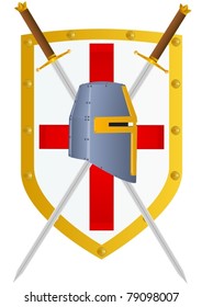Two knights of the sword and helmet knight against knight crusader shield.