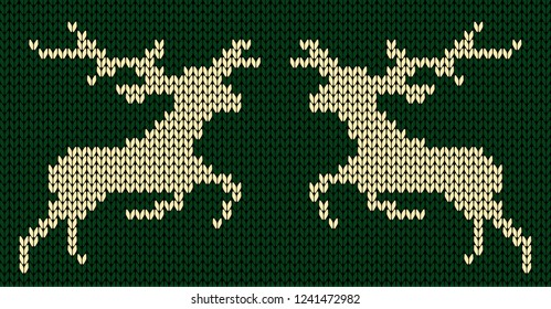 Two knitted deers. Vector illustration