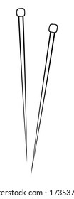 TWO KNITTING NEEDLES ON A WHITE BACKGROUND IN VECTOR