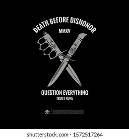 
Two knives. Design for printing on t-shirts, stickers and more. Vector.