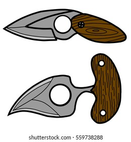 Two knives with an opening for finger color picture