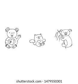 Two koalas and a cat. Vector illustration.
