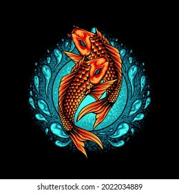 Two Koi Fish Japan Illustration for your business or merchandise