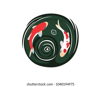 Two koi fish swimming in the pond