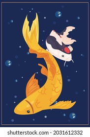 two koi fishes in the water