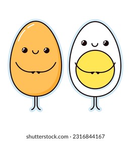 Two kwaii style eggs boiled and whole