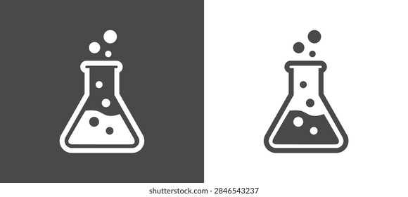 Two lab flasks with bubbles icon illustration