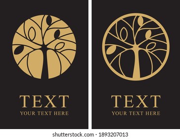 Two label variations of stylish tree design