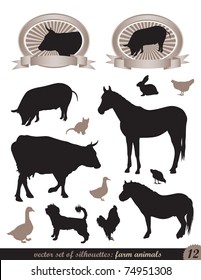 two labels and 12 silhouettes of animals