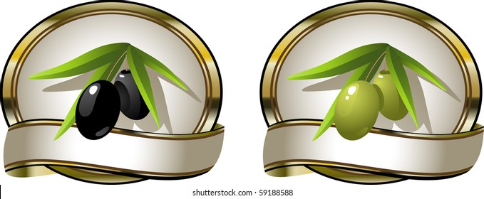 Two labels olives: black and green