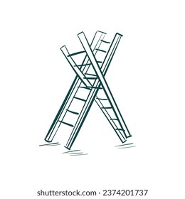 zwei Leitern kollidieren Vektorskizze einfache handgezeichnete, handgezeichnete Liniendiagramme einzeln abstrakte Symbol-Clip-Art