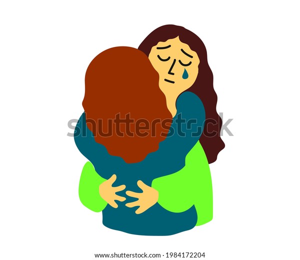 Two Ladies Hug Empathy Supporting People Stock Vector (royalty Free 