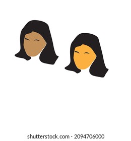 ilustración facial de dos damas o imagen plana