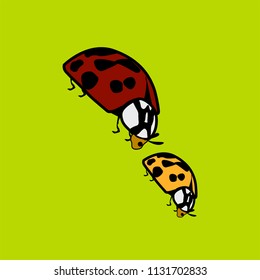 Ilustración gráfica divertida de dos ladybugs