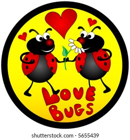 Two ladybugs in love, vector.