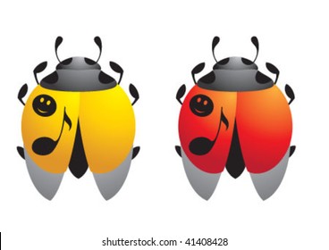 Two ladybugs one red one yellow